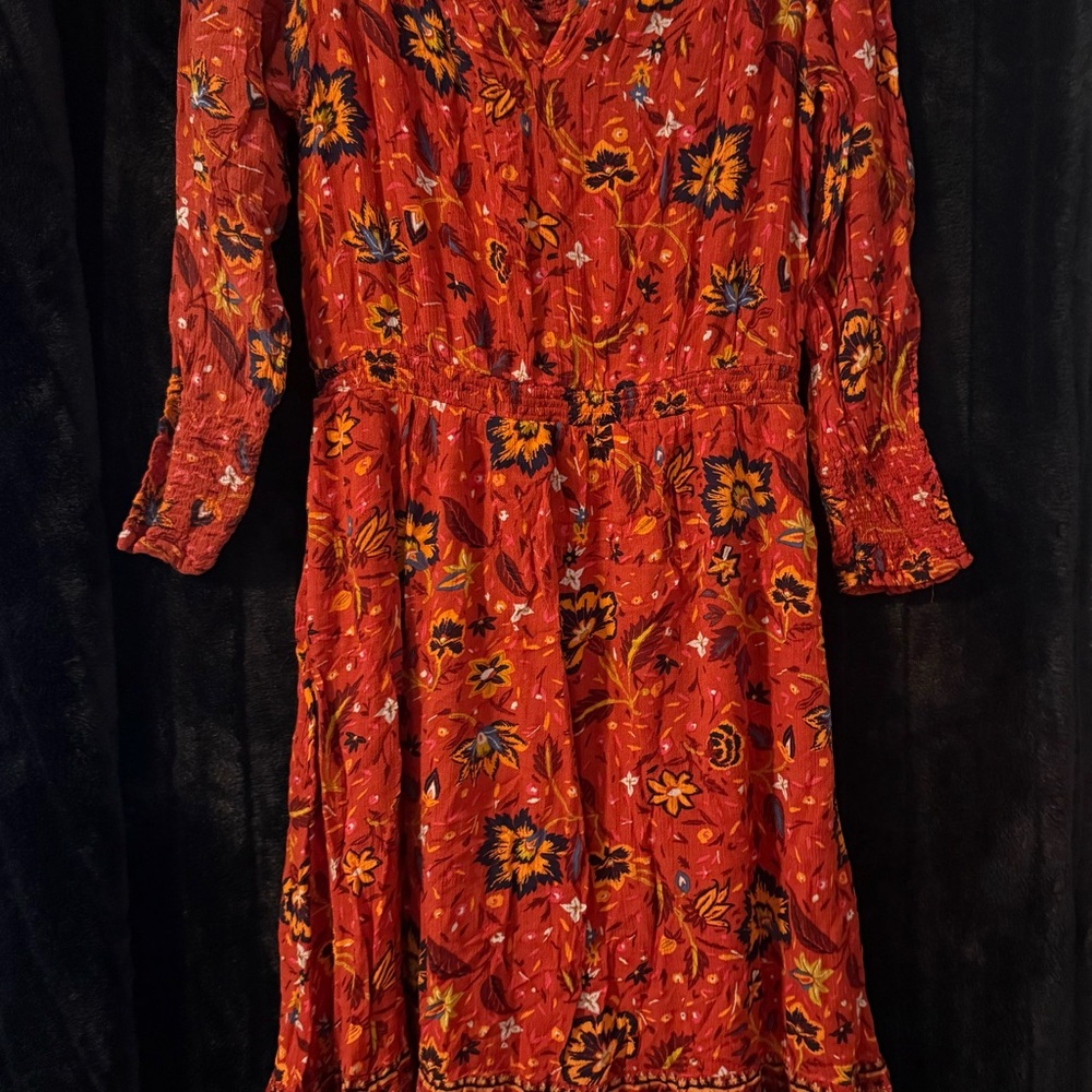 Old Navy Red Floral Long Sleeve Dress